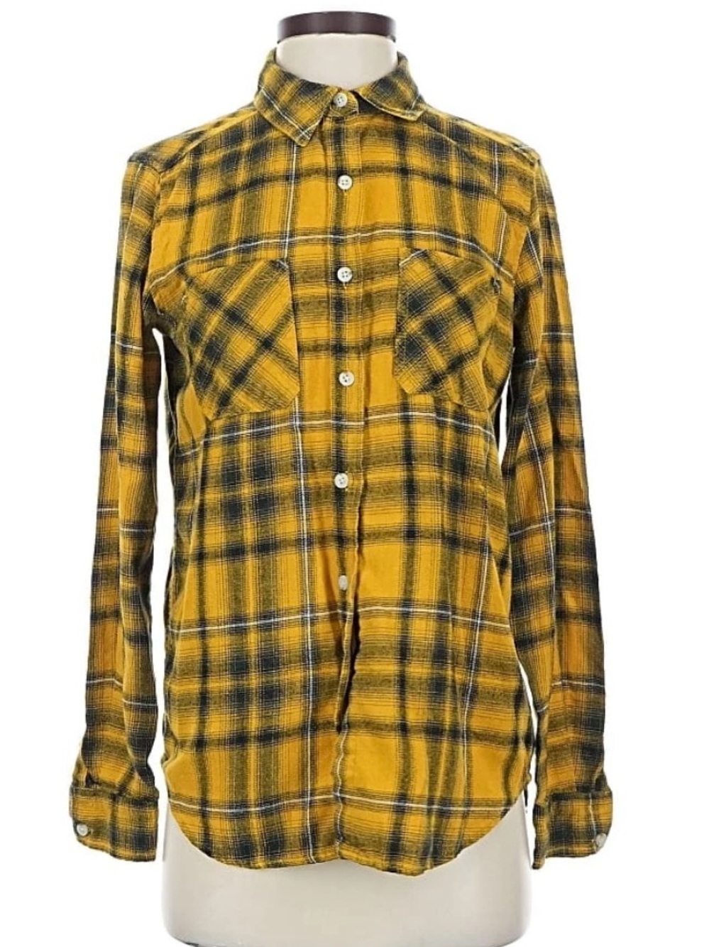 Mossimo Supply Co. Yellow And Black Plaid Shirt Size Large